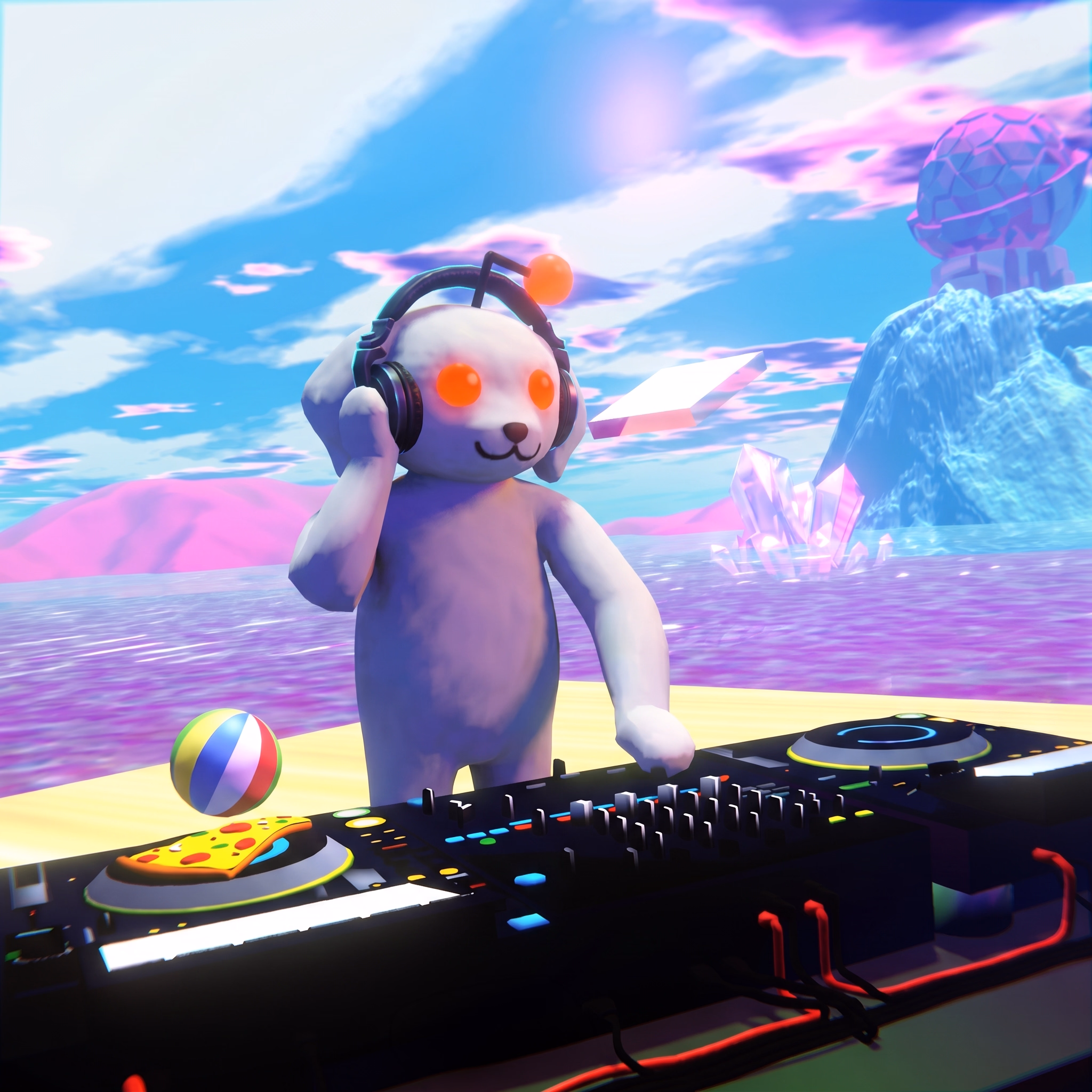Snoofi DJs at a colorful beach party